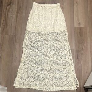 Elegant Cream Lace Maxi Skirt